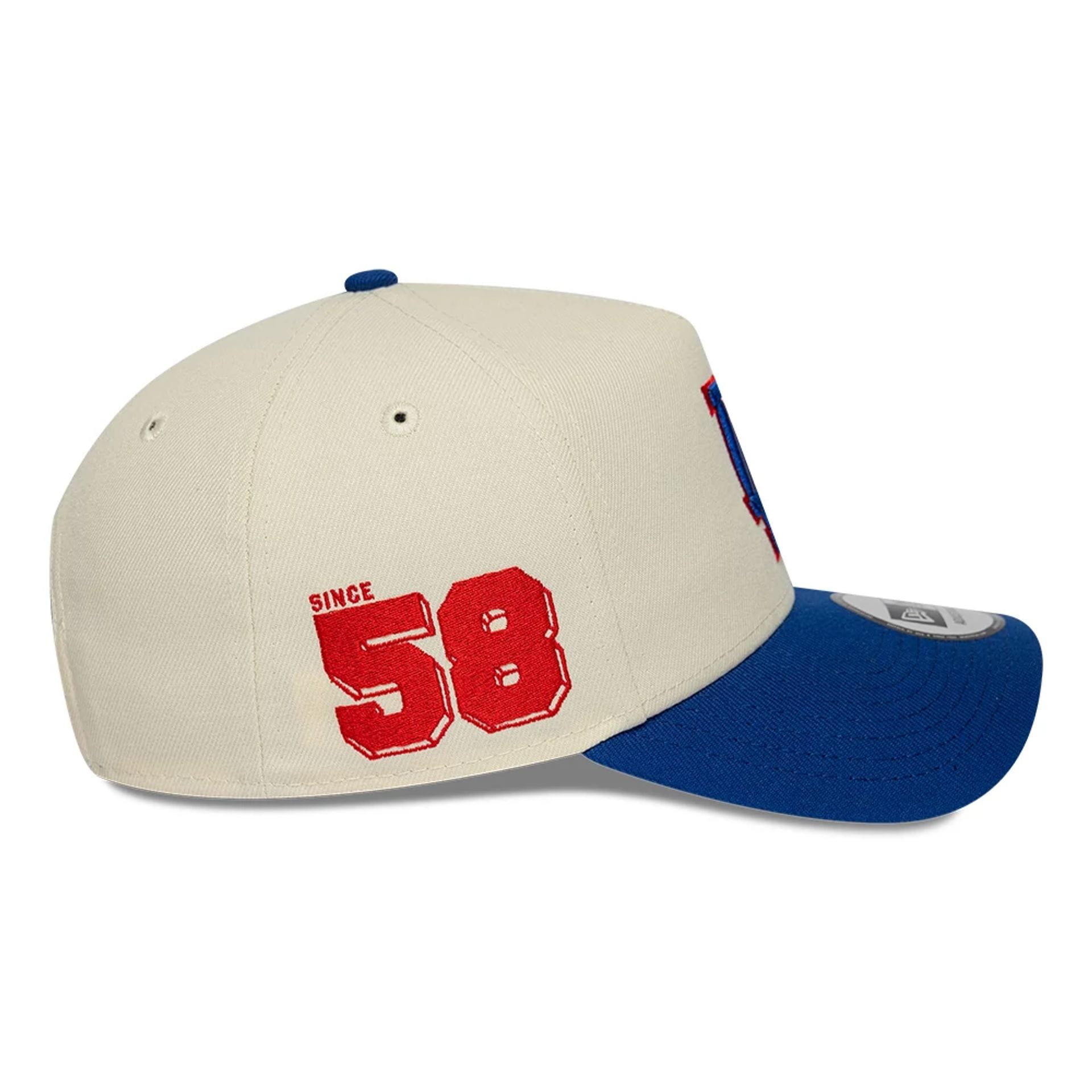 Pictured is this MLB Side Hit LA Dodgers 9FORTY E-Frame cap in Cream. 5