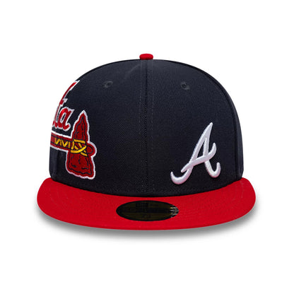Pictured is this MLB Multi Logo Atlanta Braves 59FIFTY Fitted cap in navy. 3