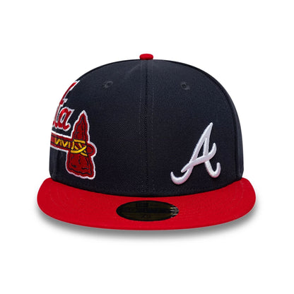 Pictured is this MLB Multi Logo Atlanta Braves 59FIFTY Fitted cap in navy. 3