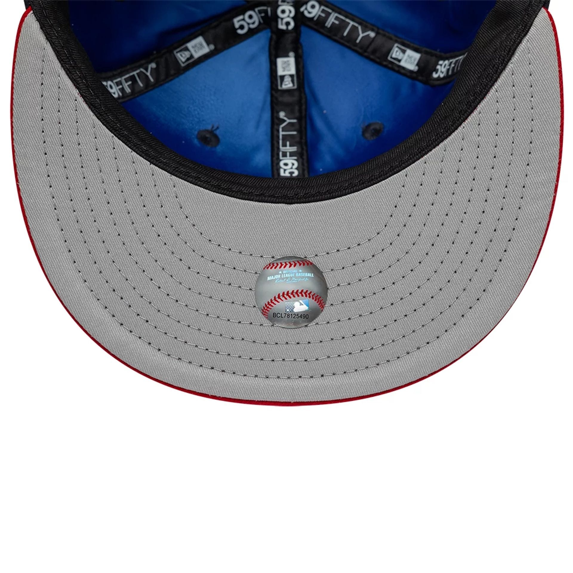 Pictured is this MLB Multi Logo Atlanta Braves 59FIFTY Fitted cap in navy. 2