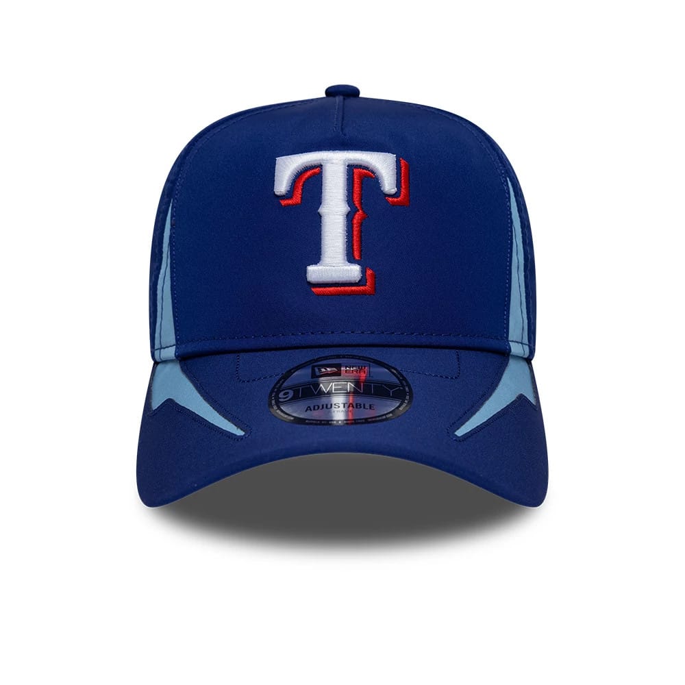Pictured is this MLB Panel Texas Rangers 9TWENTY A-Frame cap in dark blue. 3