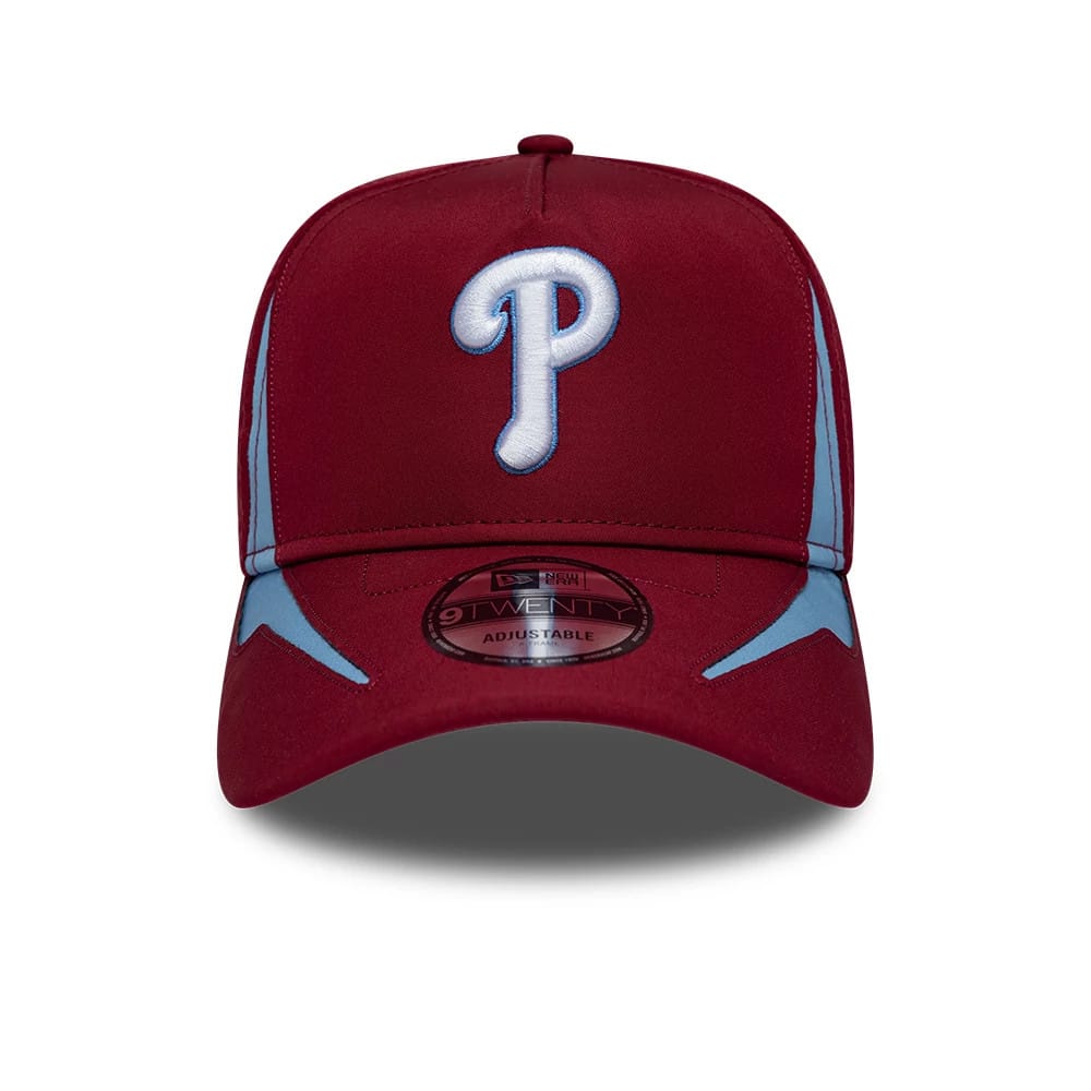Pictured is this MLB Panel Philadelphia Phillies 9TWENTY A-Frame cap in dark red. 3