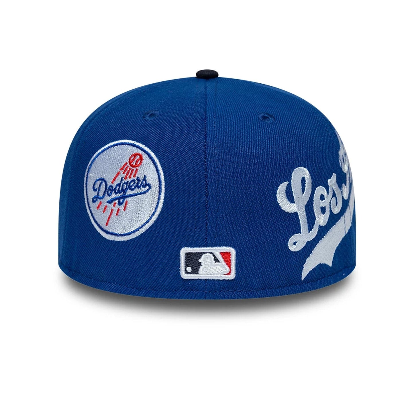 Pictured is this MLB Multi Logo LA Dodgers 59FIFTY Fitted cap in blue. 7