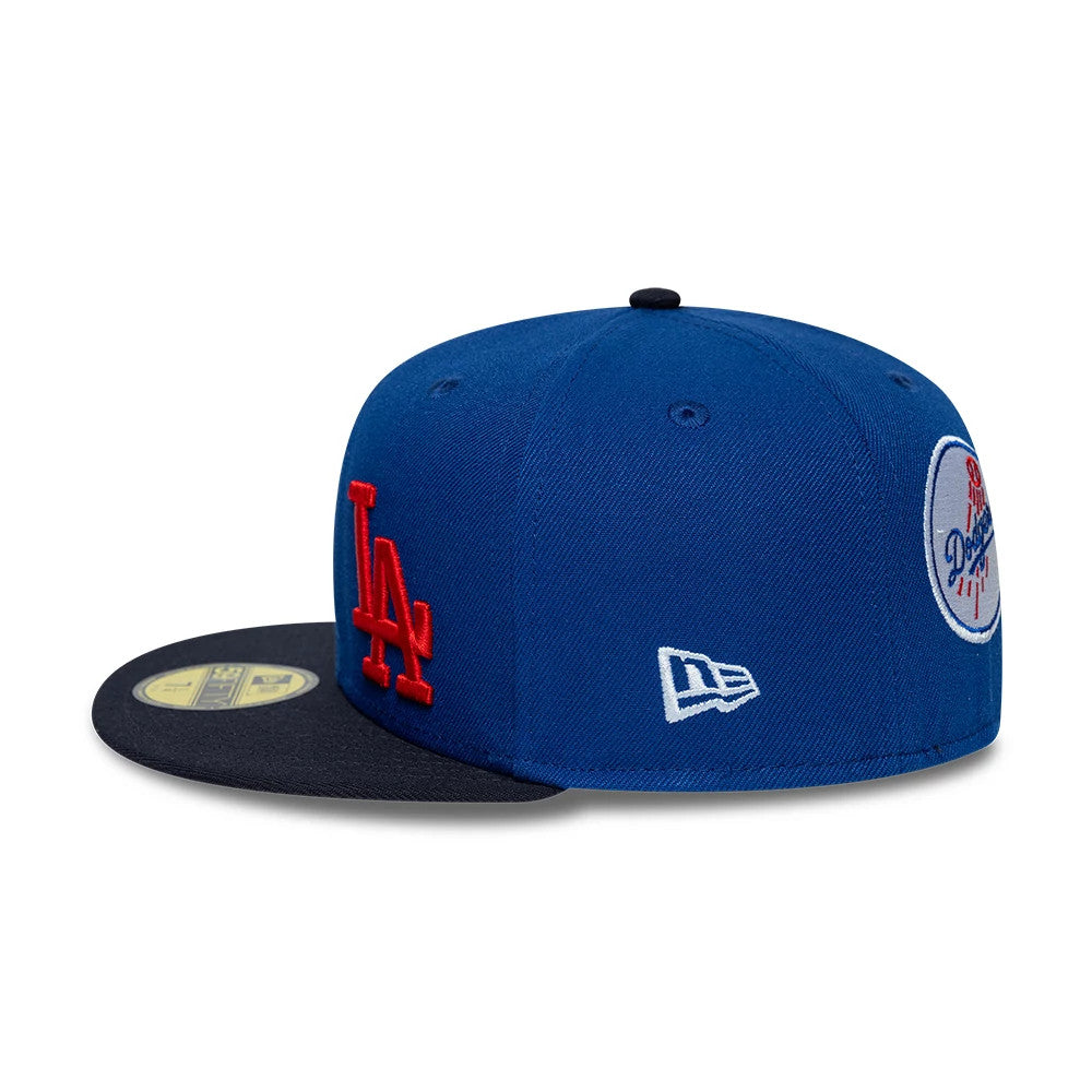 Pictured is this MLB Multi Logo LA Dodgers 59FIFTY Fitted cap in blue. 6