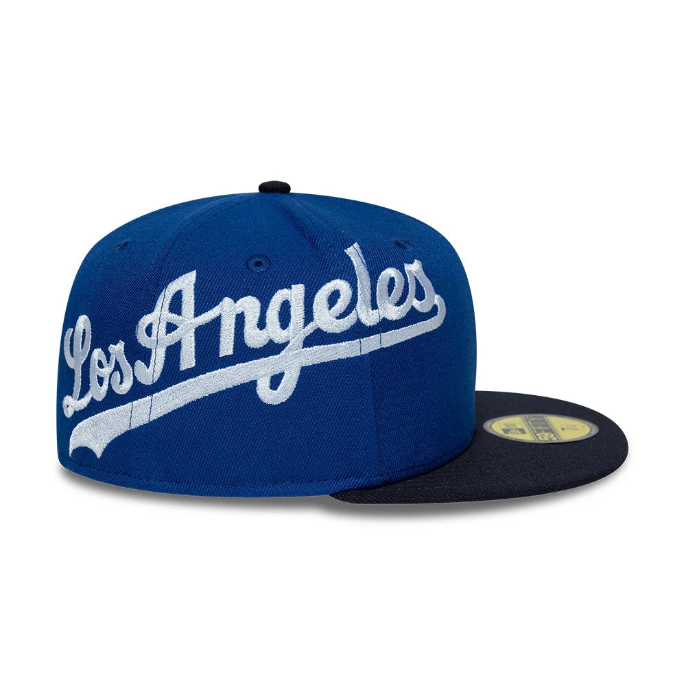 Pictured is this MLB Multi Logo LA Dodgers 59FIFTY Fitted cap in blue. 5
