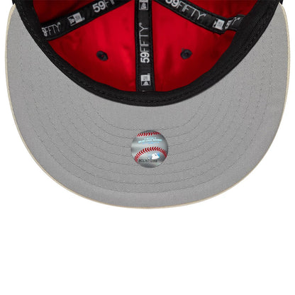 Pictured is this MLB Multi Logo New York Yankees 59FIFTY Fitted cap in navy. 8