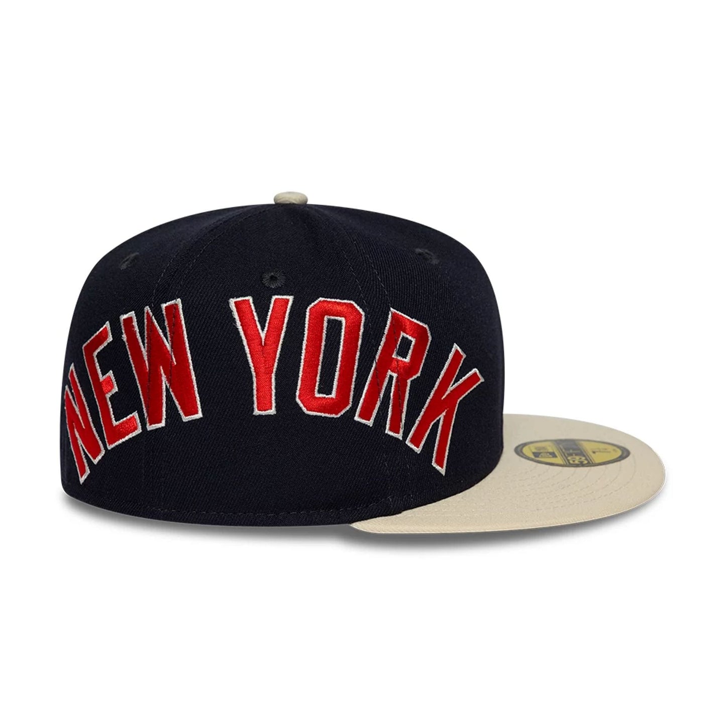 Pictured is this MLB Multi Logo New York Yankees 59FIFTY Fitted cap in navy. 6