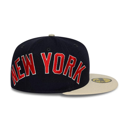 Pictured is this MLB Multi Logo New York Yankees 59FIFTY Fitted cap in navy. 6