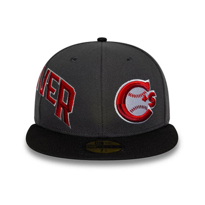 Pictured is this MiLB Multi Logo Vancouver Canadians 59FIFTY Fitted cap in charcoal. 3