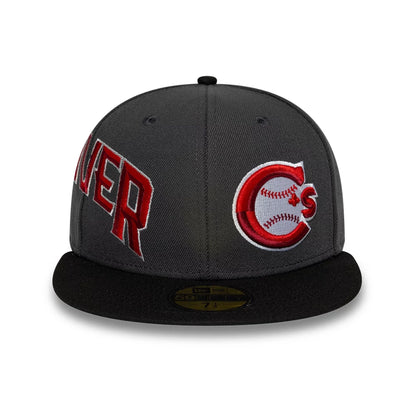 Pictured is this MiLB Multi Logo Vancouver Canadians 59FIFTY Fitted cap in charcoal. 3
