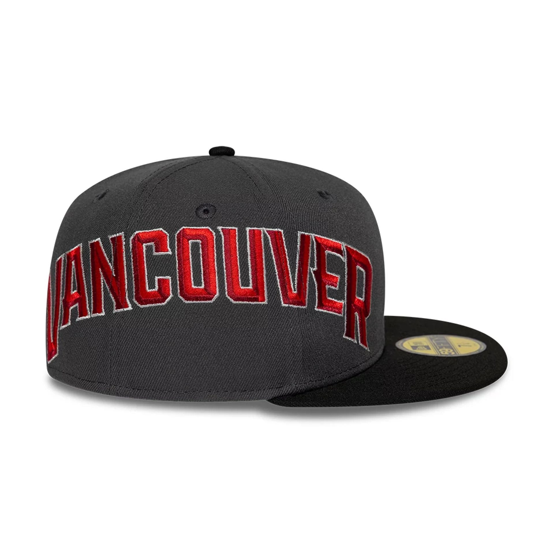 Pictured is this MiLB Multi Logo Vancouver Canadians 59FIFTY Fitted cap in charcoal. 7