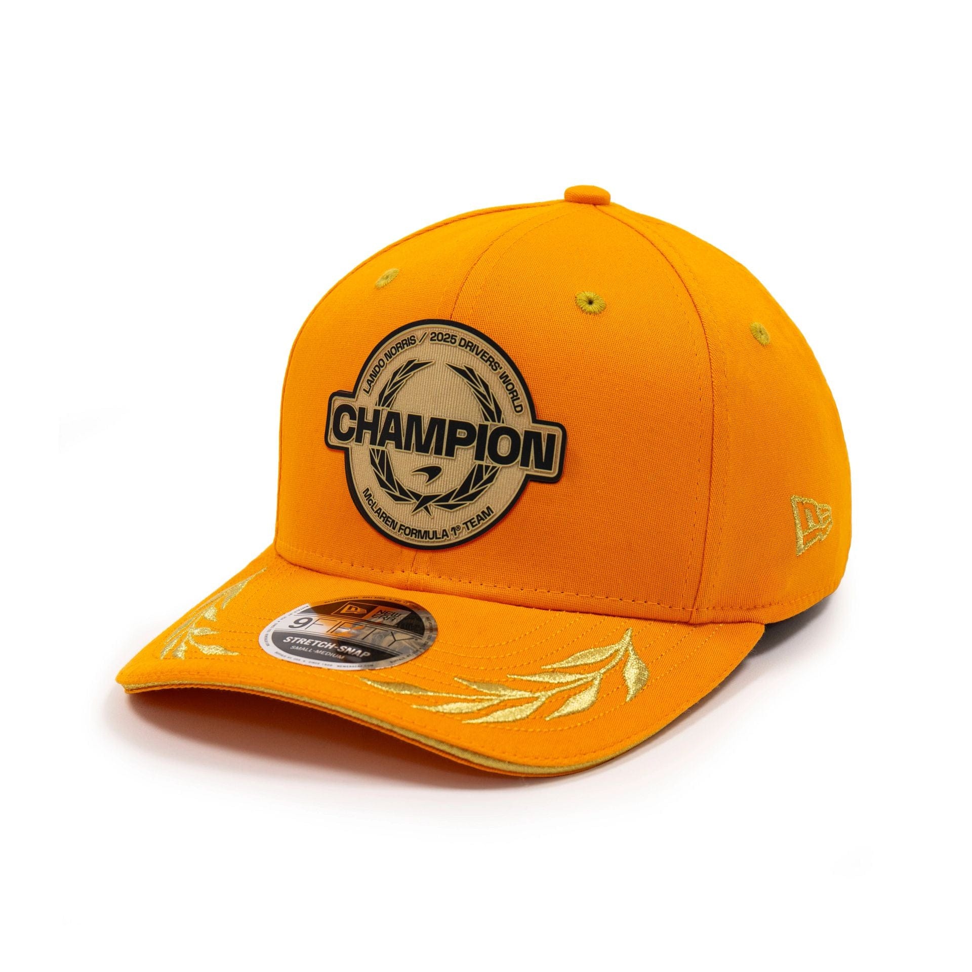 Pictured is this McLaren Formula 1 Team Lando Norris 2025 Drivers' World Champion 9FIFTY Stretch Snap Cap in orange. 1