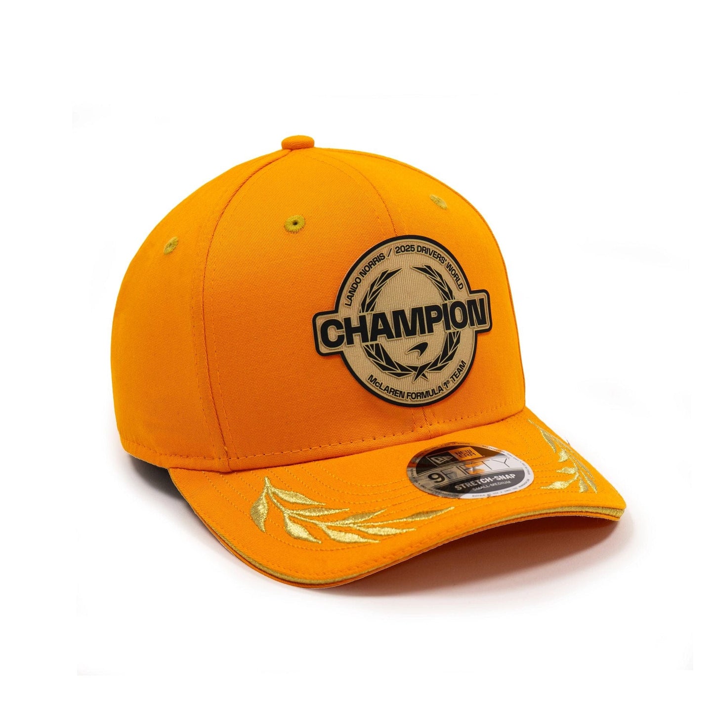 Pictured is this McLaren Formula 1 Team Lando Norris 2025 Drivers' World Champion 9FIFTY Stretch Snap Cap in orange. 3