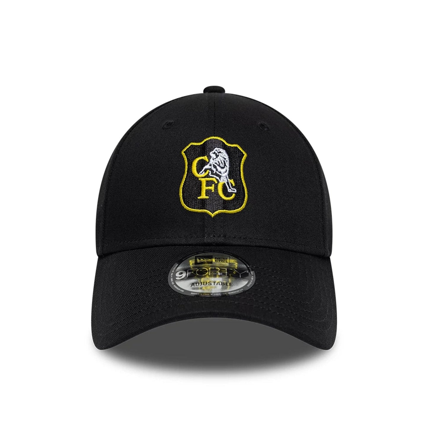 Pictured is this Retro Goal Keeper Chelsea FC Lion Crest 9FORTY cap in black. 2