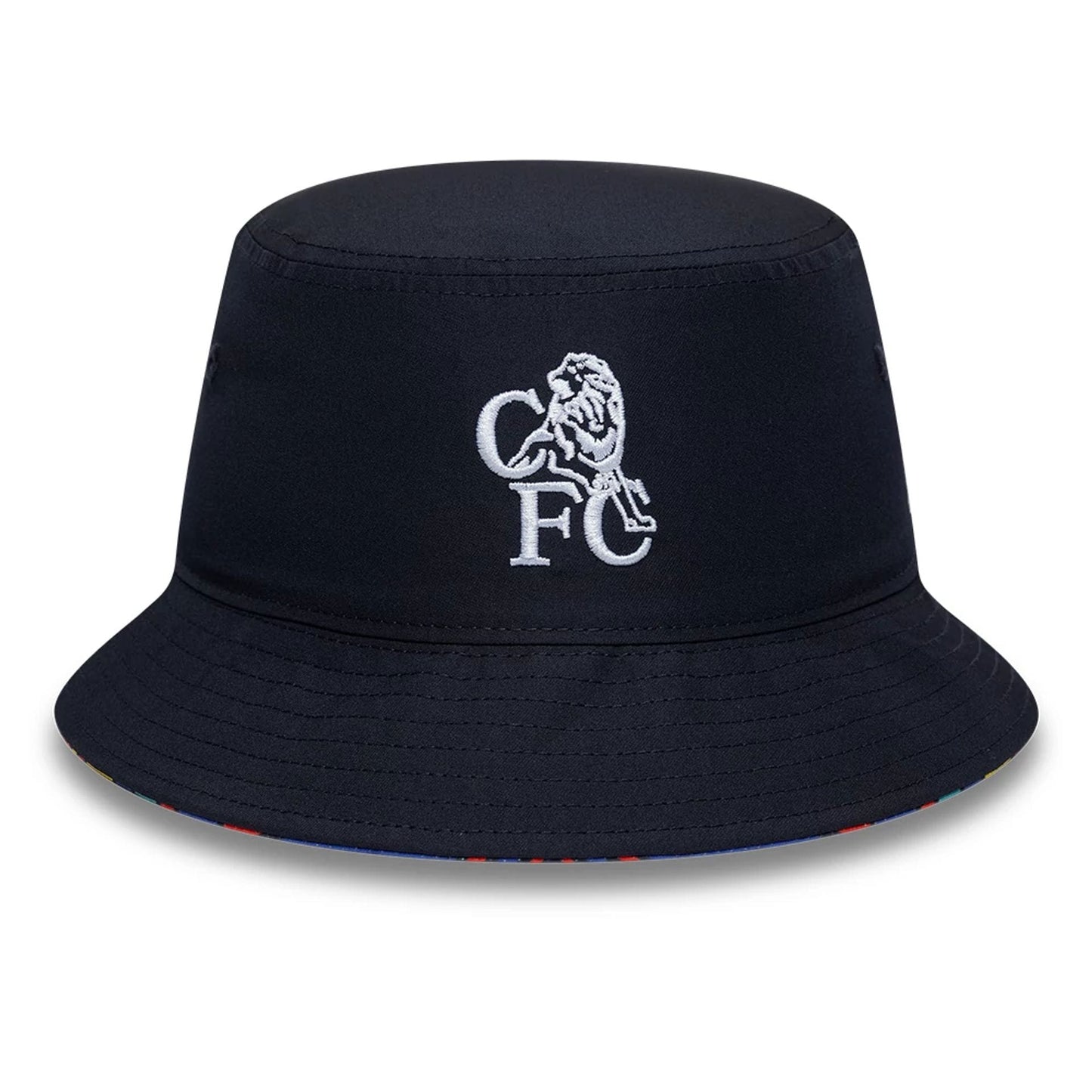 Pictured is this Retro Goal Keeper Chelsea FC Lion Crest Bucket cap in navy. 4