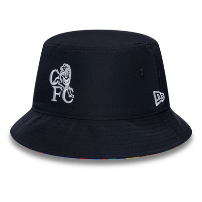 Pictured is this Retro Goal Keeper Chelsea FC Lion Crest Bucket cap in navy. 1