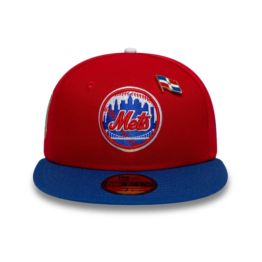 Pictured is this MLB Sister Cities New York Mets 59FIFTY Fitted cap in Red. 3