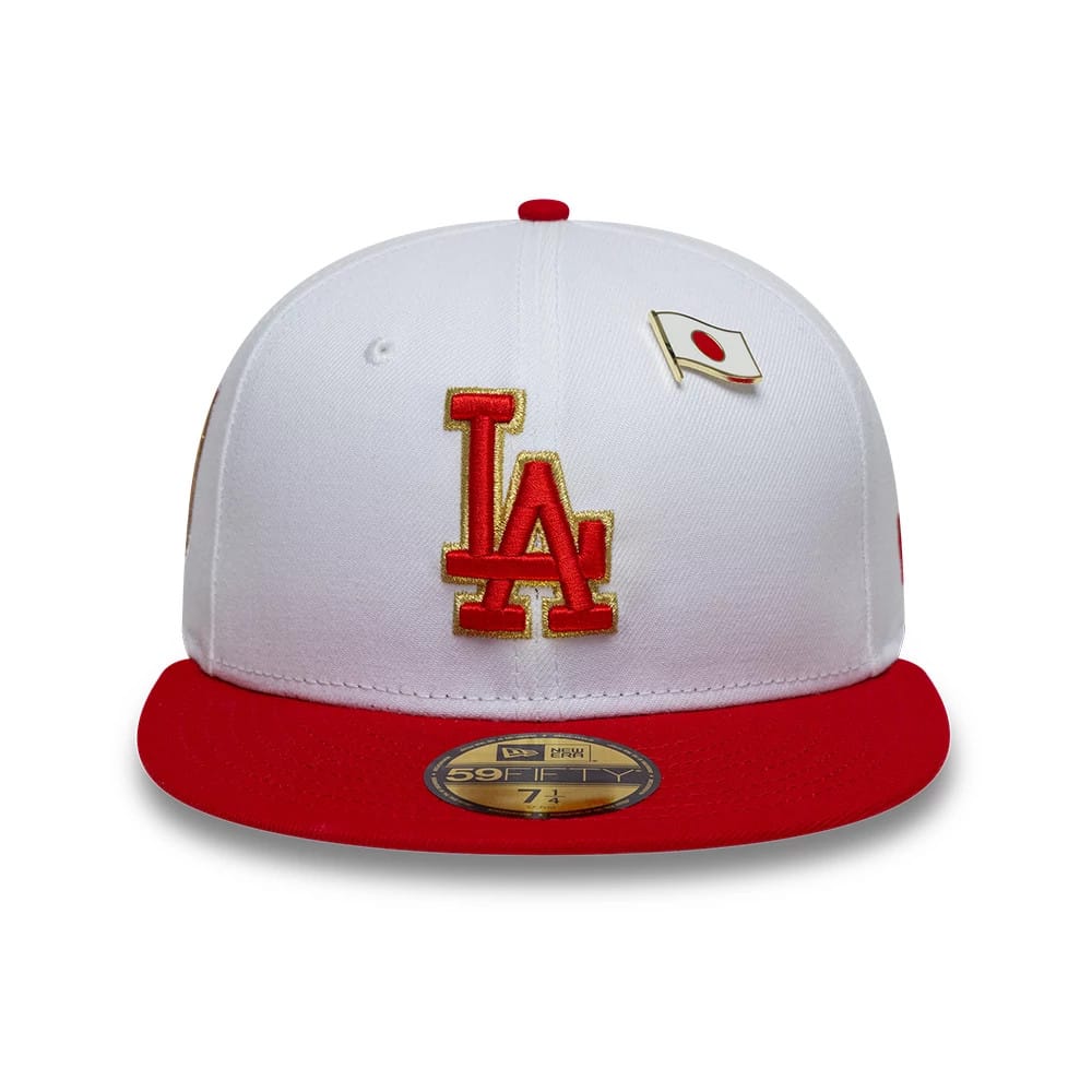 Pictured is this MLB Sister Cities LA Dodgers 59FIFTY Fitted cap in white. 3