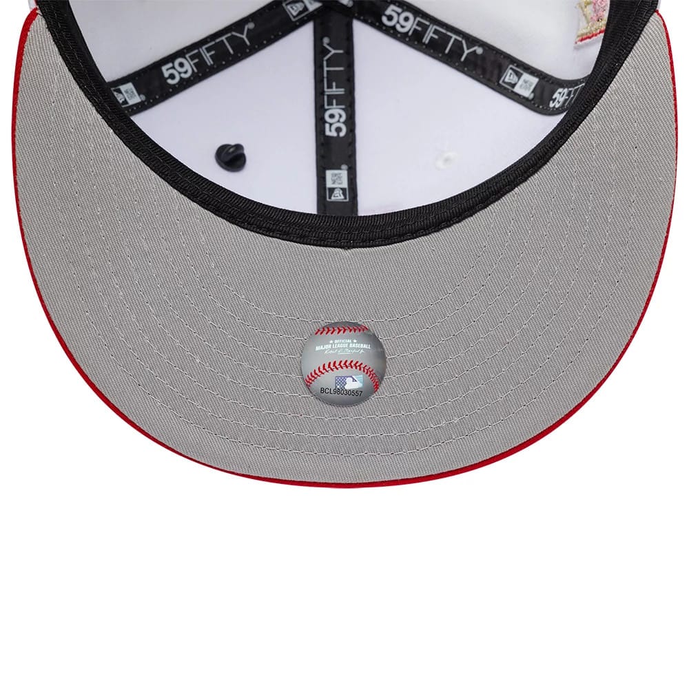 Pictured is this MLB Sister Cities LA Dodgers 59FIFTY Fitted cap in white & red. 2