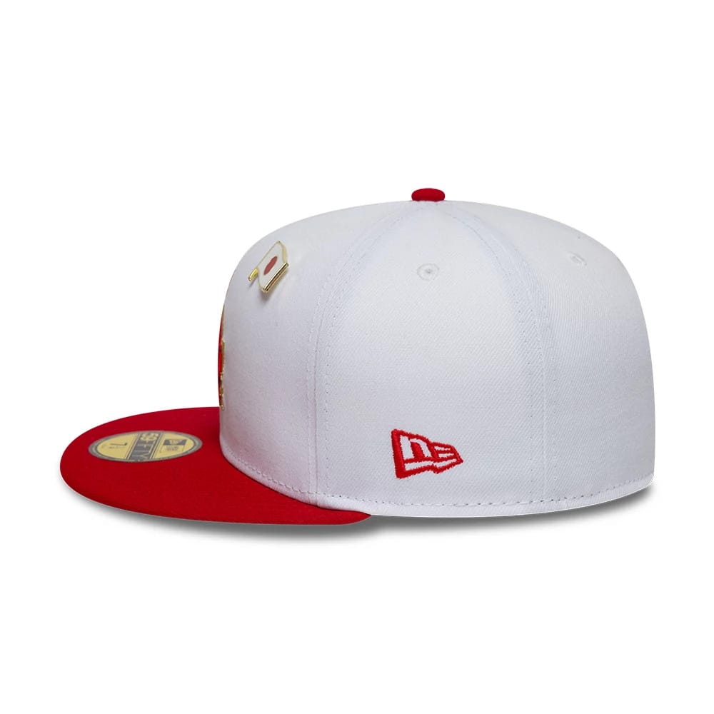 Pictured is this MLB Sister Cities LA Dodgers 59FIFTY Fitted cap in white & red. 6