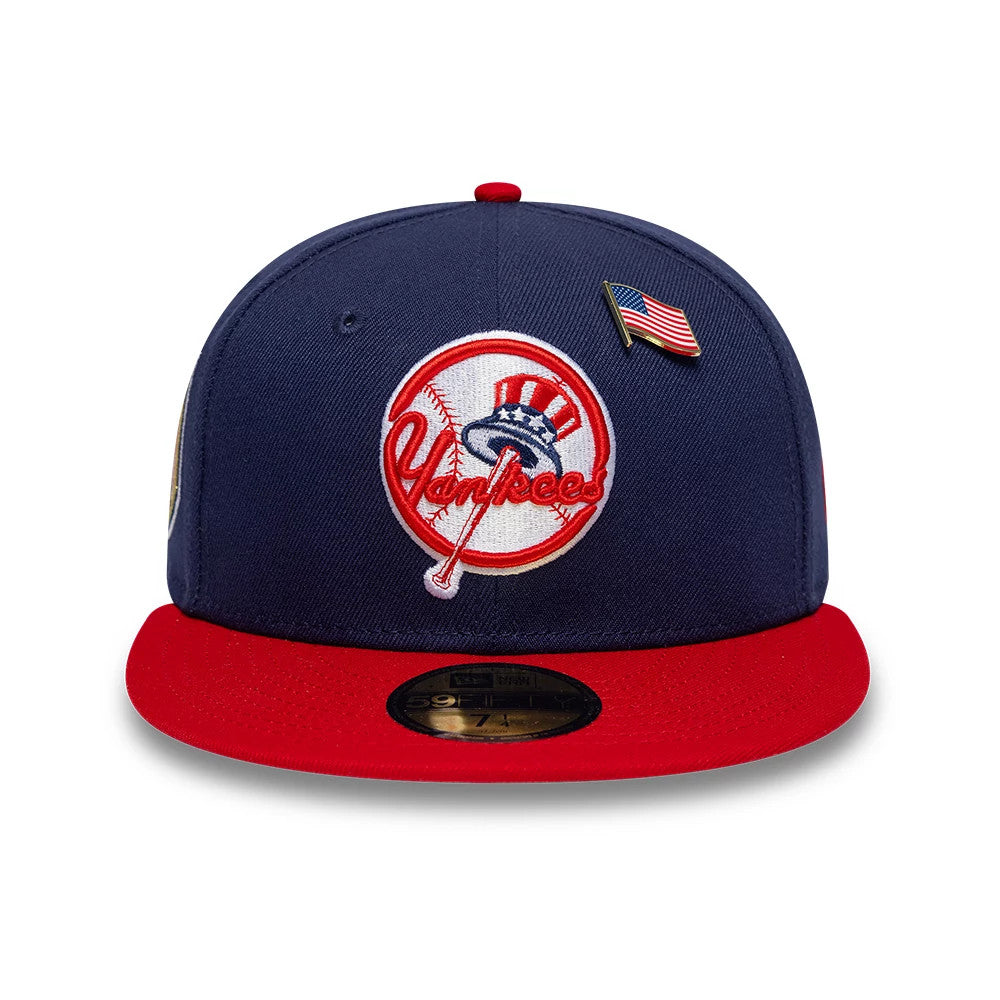 Pictured is this MLB Sister Cities New York Yankees 59FIFTY Fitted cap in blue & red. 3