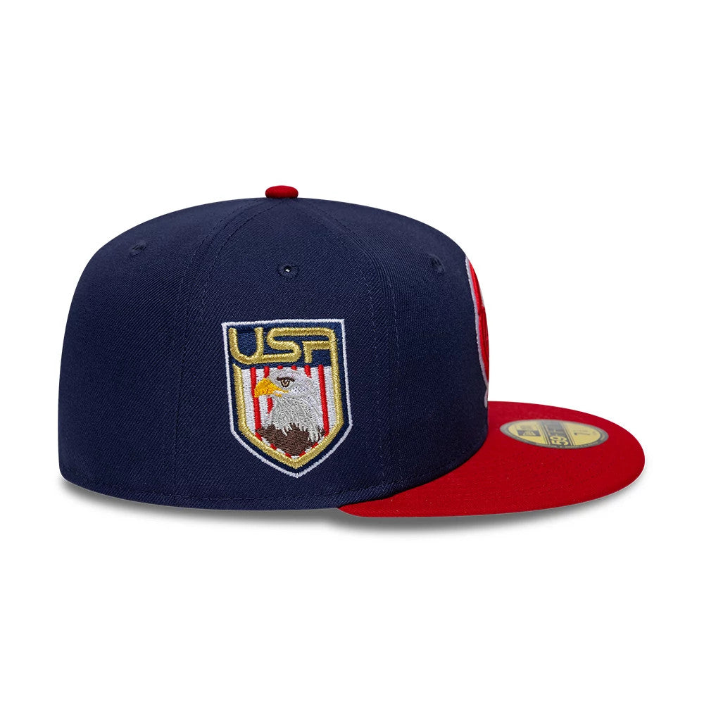 Pictured is this MLB Sister Cities New York Yankees 59FIFTY Fitted cap in blue & red. 6