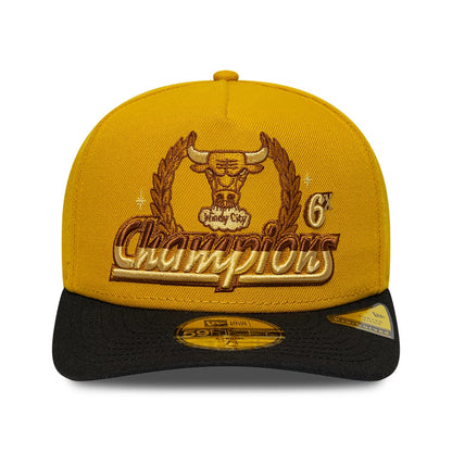 Pictured is this NBA Chicago Bulls 59FIFTY A-Frame Fitted cap in gold & black. 3