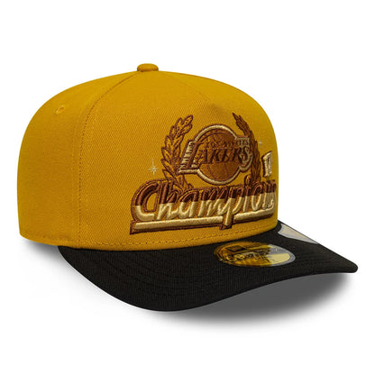 Pictured is this NBA LA Lakers 59FIFTY A-Frame Fitted cap in gold & black. 4