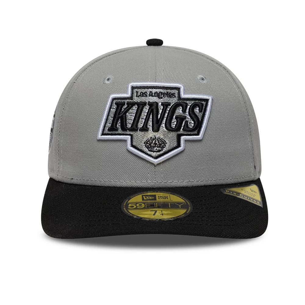 Pictured is this NHL Champions LA Kings 59FIFTY Fitted cap in grey. 3