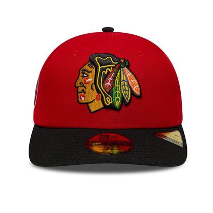 Pictured is this NHL Champions Chicago Blackhawks 59FIFTY Fitted cap in red & black. 3