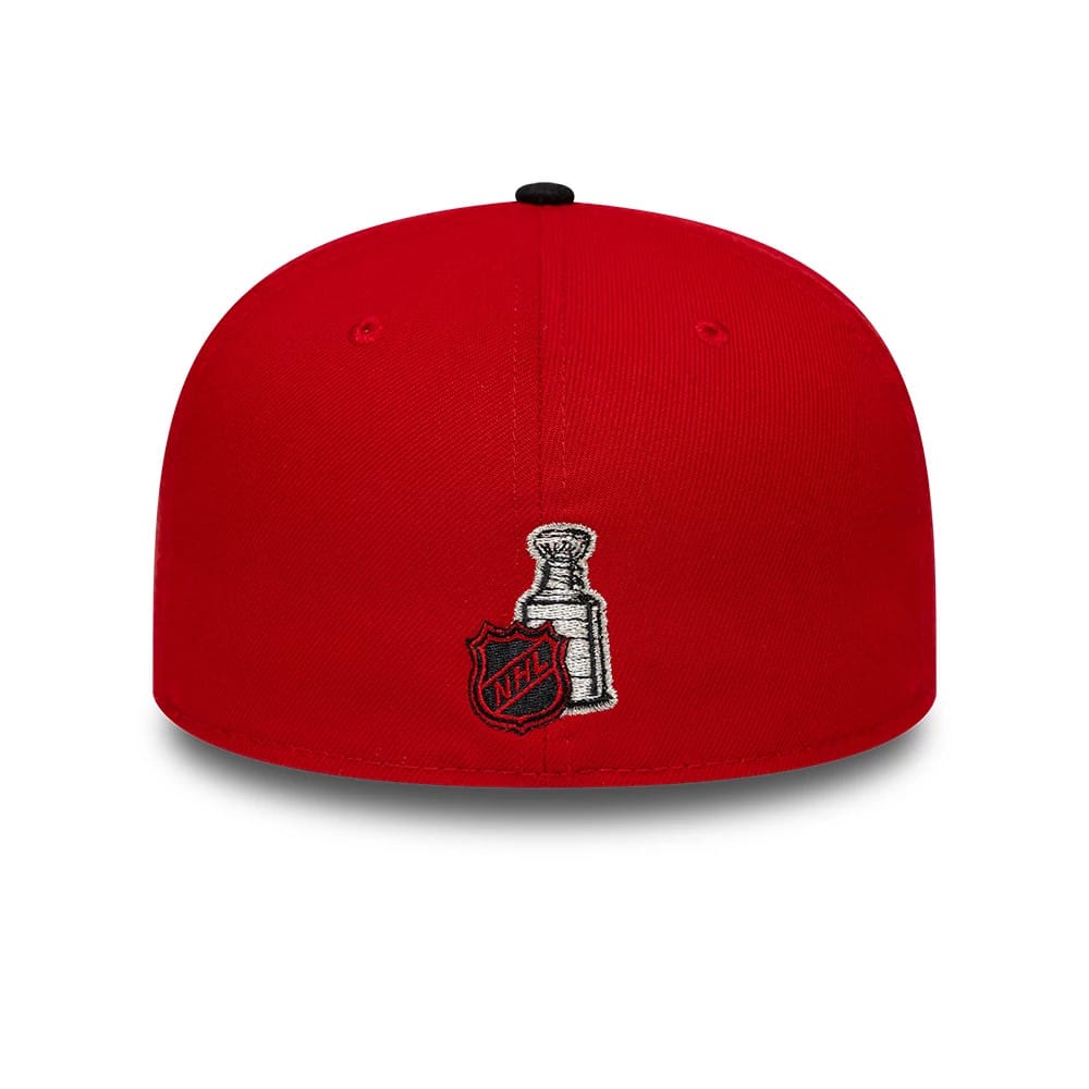 Pictured is this NHL Champions Chicago Blackhawks 59FIFTY Fitted cap in red & black. 5