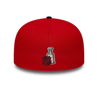 Pictured is this NHL Champions Chicago Blackhawks 59FIFTY Fitted cap in red & black. 5
