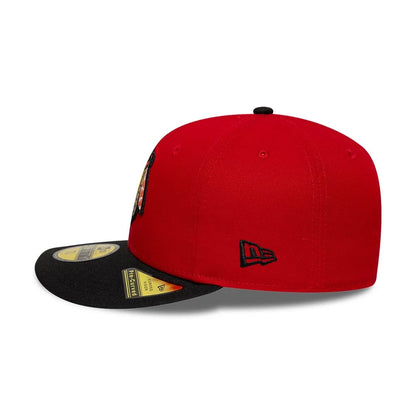 Pictured is this NHL Champions Chicago Blackhawks 59FIFTY Fitted cap in red & black. 7