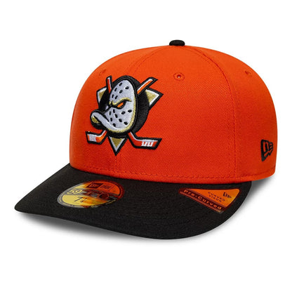 Pictured is this NHL Champions Anaheim Ducks 59FIFTY Fitted cap in orange & black. 4