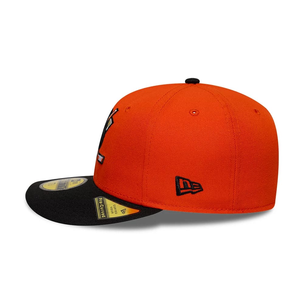 Pictured is this NHL Champions Anaheim Ducks 59FIFTY Fitted cap in orange & black. 7