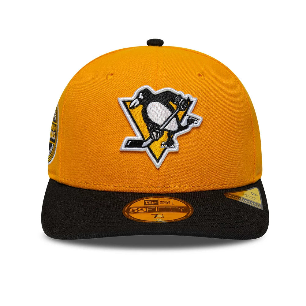 Pictured is this NHL Champions Pittsburgh Penguins 59FIFTY Fitted cap in yellow & black. 3