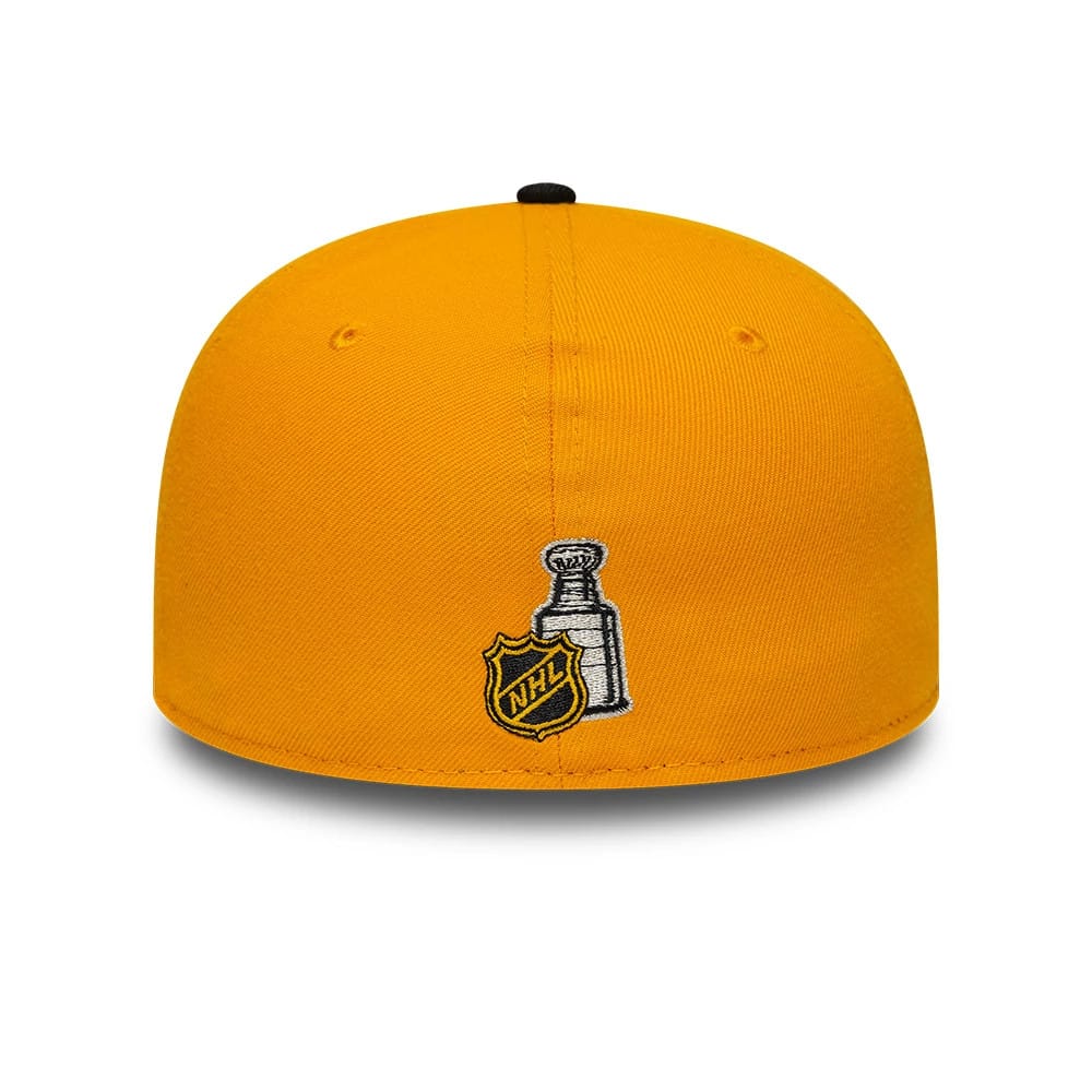 Pictured is this NHL Champions Pittsburgh Penguins 59FIFTY Fitted cap in yellow & black. 5