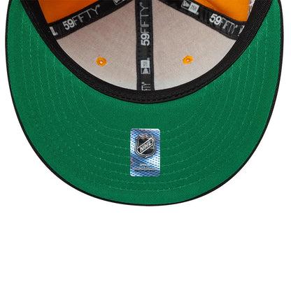 Pictured is this NHL Champions Pittsburgh Penguins 59FIFTY Fitted cap in yellow & black. 2