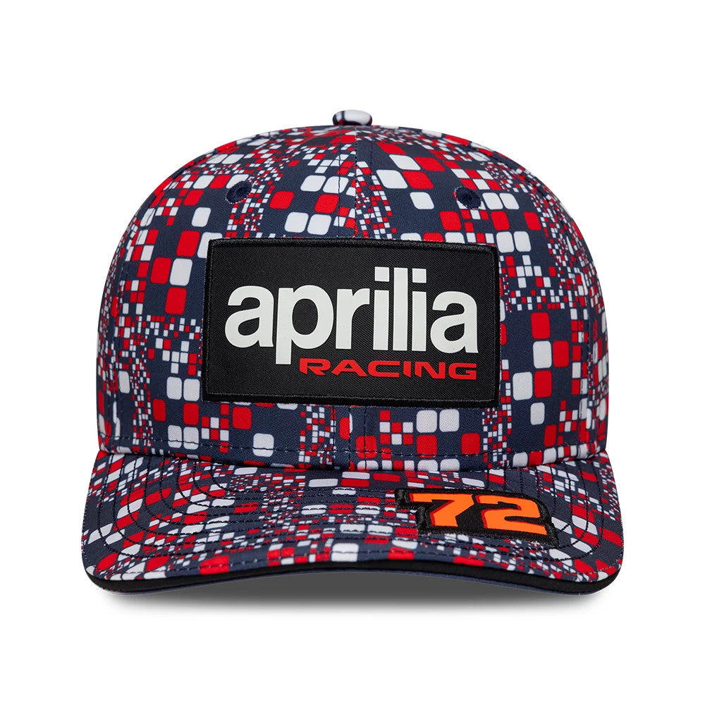 Pictured is this Aprilia Replica Marco Bezzecchi Silverstone Race Special 9SEVENTY Stretch Snap cap in blue. 3