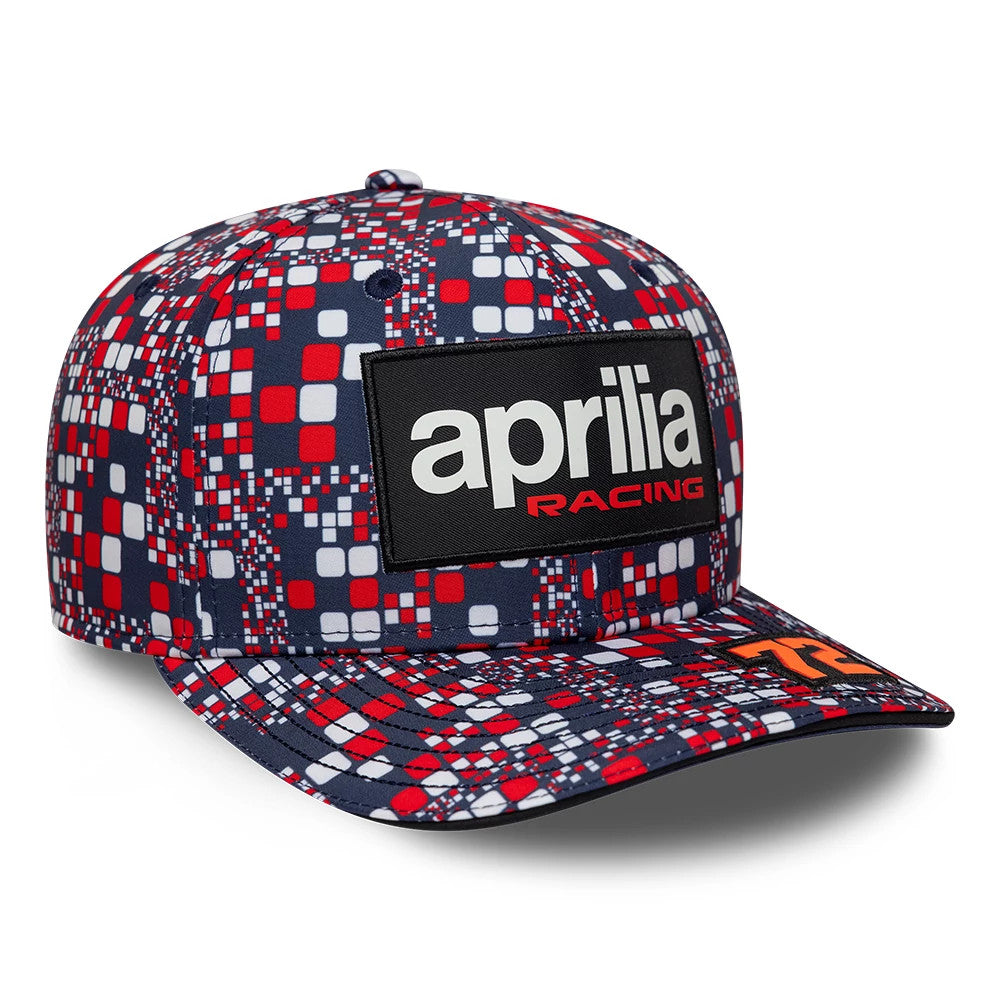 Pictured is this Aprilia Replica Marco Bezzecchi Silverstone Race Special 9SEVENTY Stretch Snap cap in blue. 4