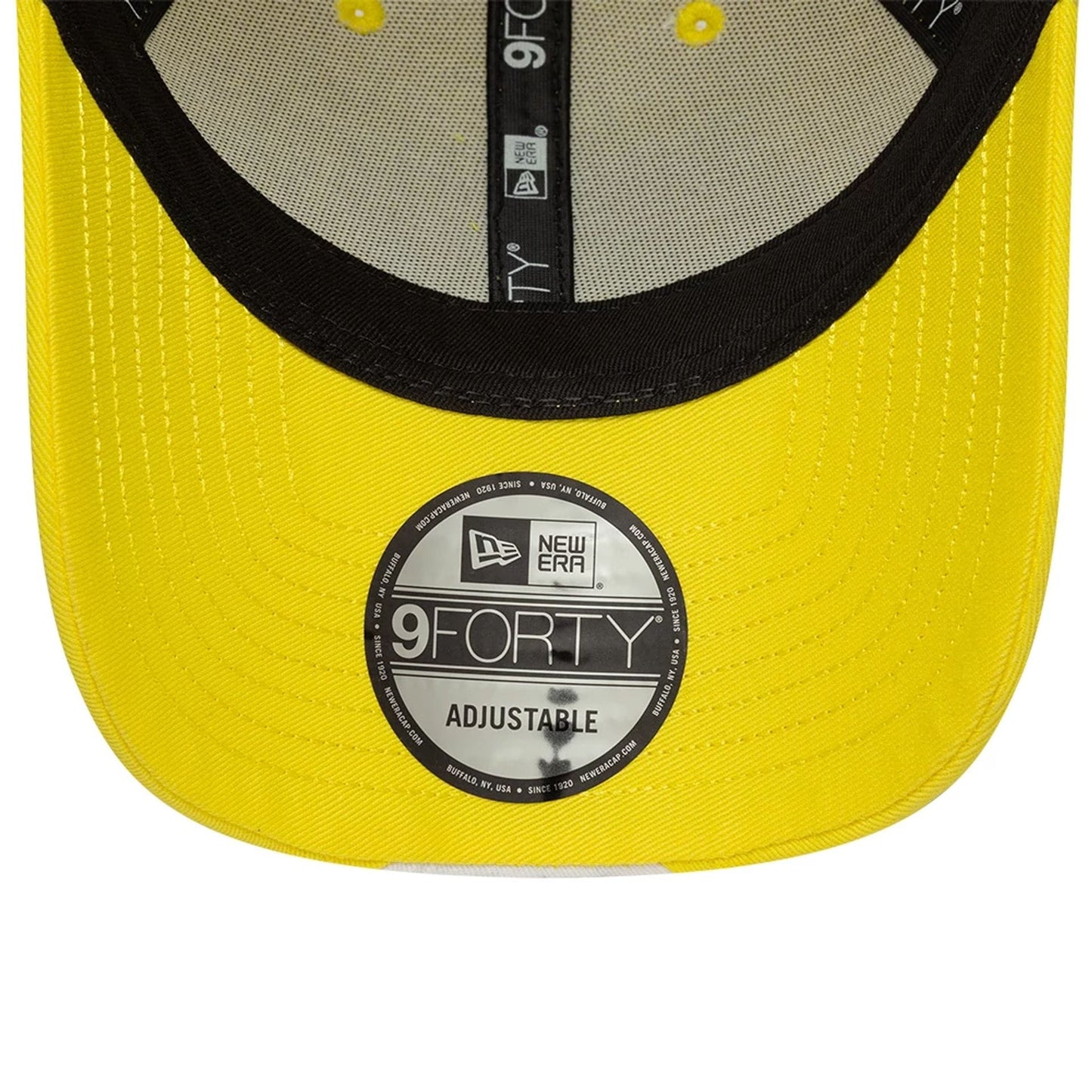 Pictured is this Citrus Miami & Madrid Race Special Visa Cash App Racing Bulls 9FORTY Adjustable cap in pastel yellow. 5