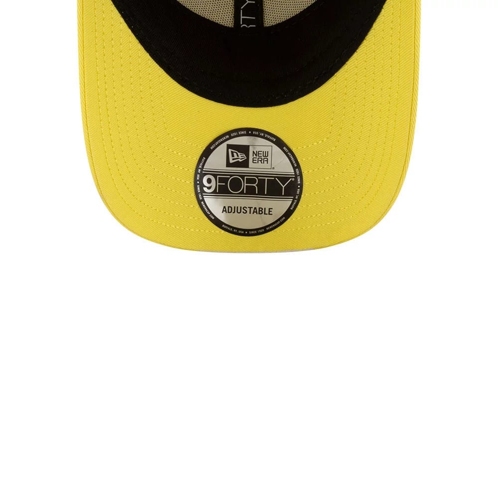 Pictured is this Citrus Miami & Madrid Race Special Visa Cash App Racing Bulls 9FORTY Adjustable cap in pastel yellow. 6
