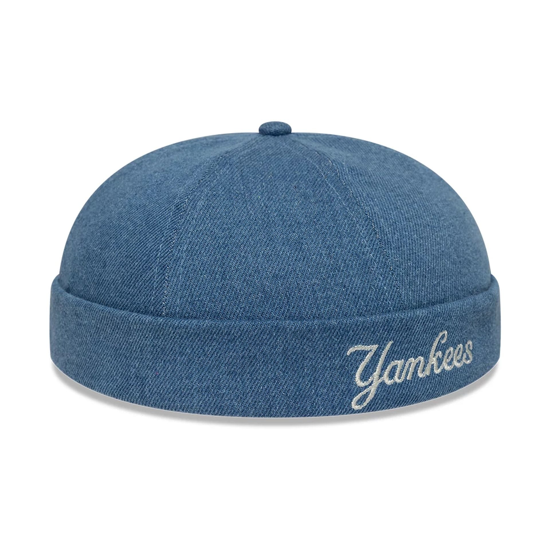 Pictured is this MLB Denim Skully New York Yankees Docker cap in pastel blue. 3
