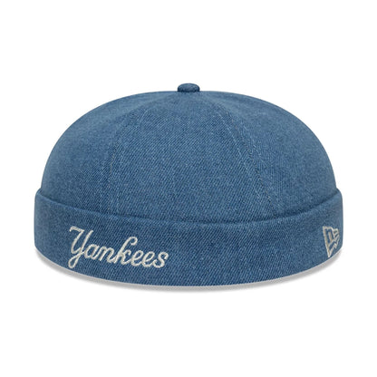 Pictured is this MLB Denim Skully New York Yankees Docker cap in pastel blue. 1
