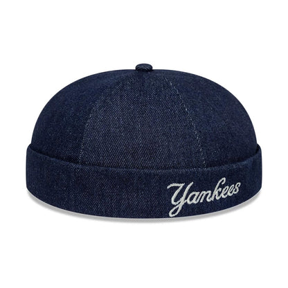 Pictured is this MLB Denim Skully New York Yankees Docker cap in navy. 7