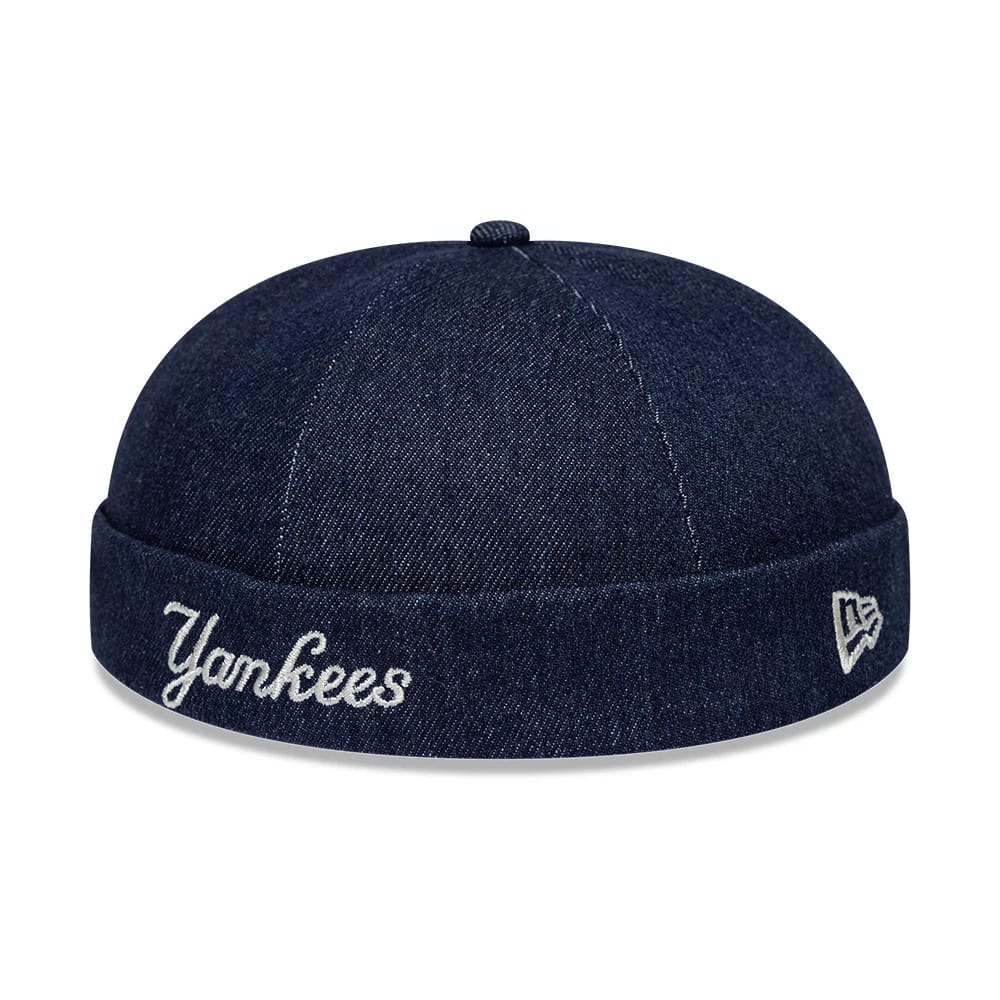 Pictured is this MLB Denim Skully New York Yankees Docker cap in navy. 5