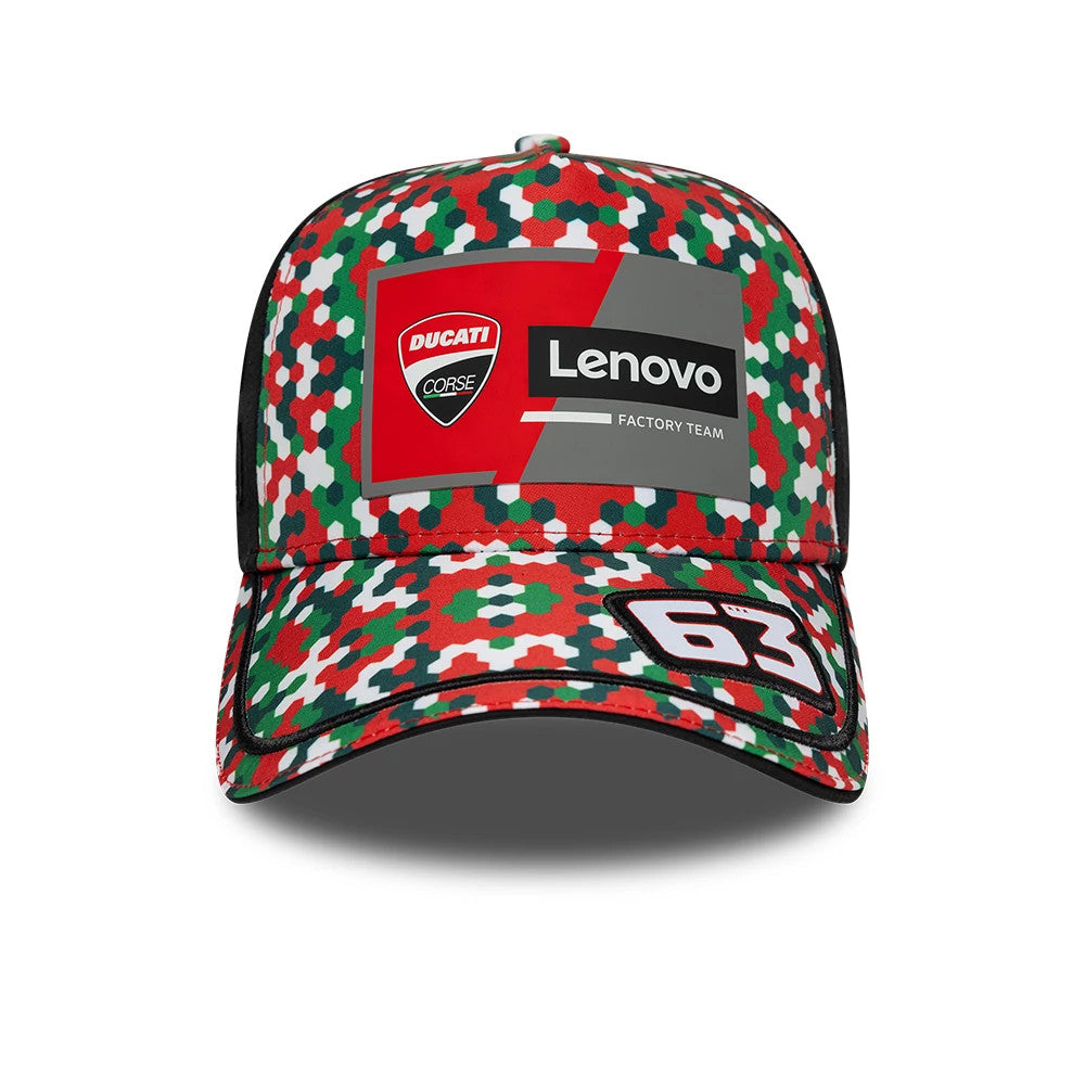 Pictured is this Replica Pecco Bagnaia Mugello Race Special Ducati 9FORTY E-Frame cap in red. 3