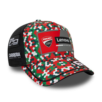 Pictured is this Replica Pecco Bagnaia Mugello Race Special Ducati 9FORTY E-Frame cap in red. 4