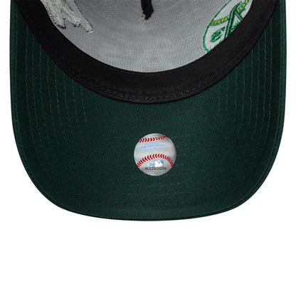 Pictured is this MLB Patch Athletics 9FORTY A-Frame Trucker cap in dark green. 7