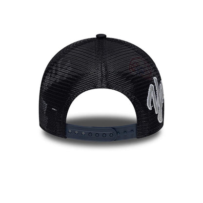 Pictured is this MLB Patch New York Yankees 9FORTY A-Frame Trucker cap in navy. 6